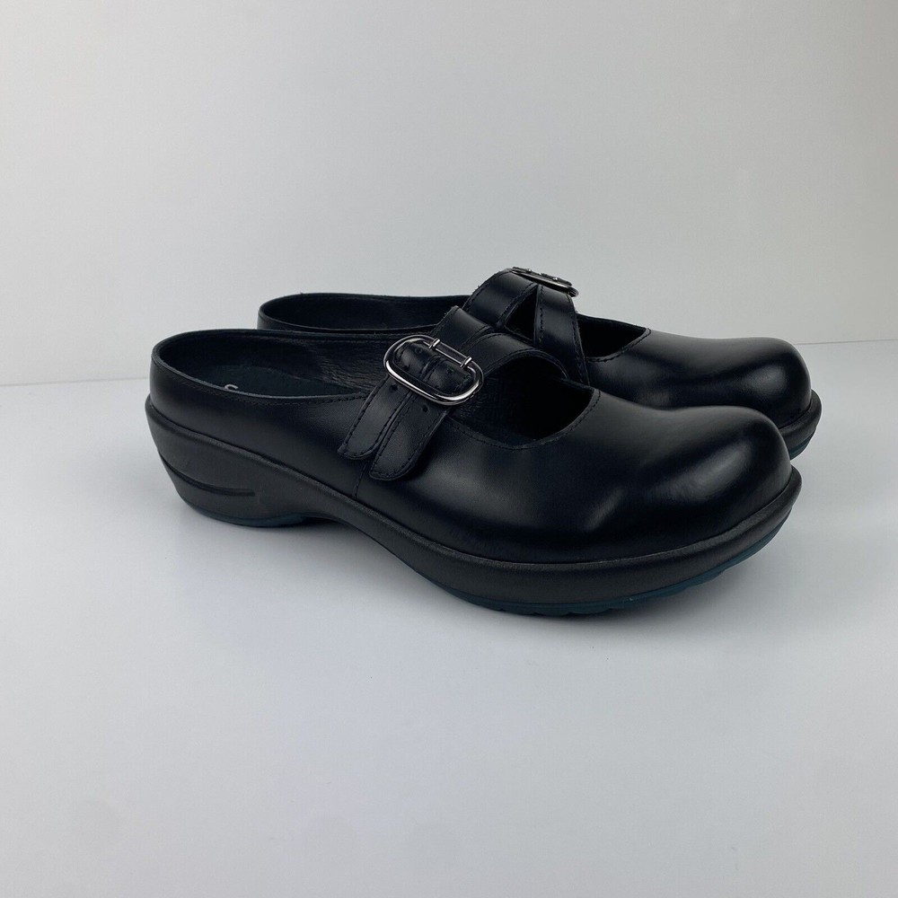 Sanita Danish Clogs Mules  Black Leather Mary  Jane Sz Eu 40 US 8.5-9